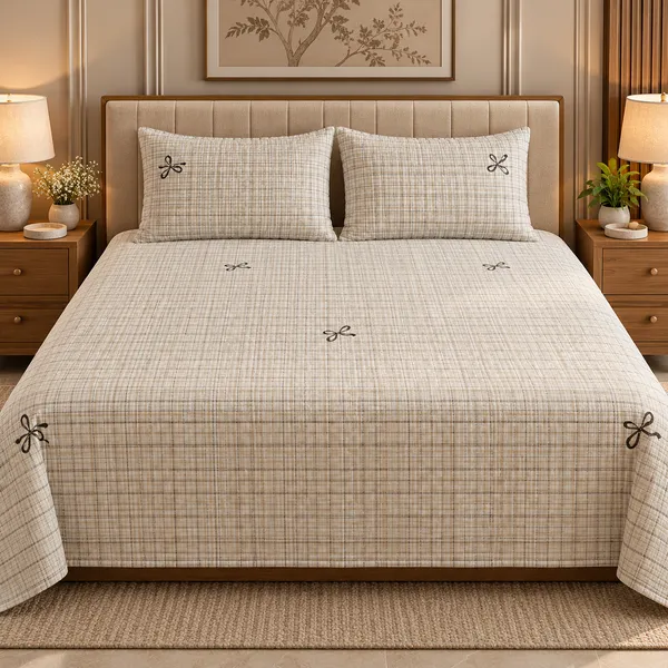 Cotton_|_King_Size_Bedsheet_|_2_Quilted_Pillow_Covers_|_Cream-_Vectra