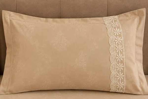 Cotton_|_Super_King_Size_|_Flat_Bedsheet_|_Beige_Print_Design_With_Lace_on_2_Pillow_Covers|_-_Velour