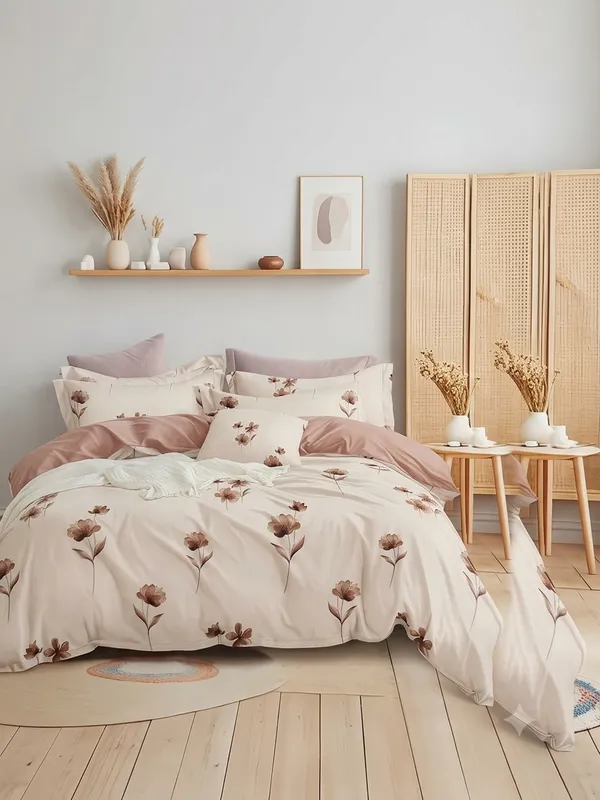 Vyom_-Cream_Floral_Super_King_Size_Bedsheet