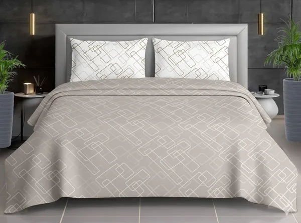 Beige_Cotton_Double_Bedsheet_And_Pillow_Cover_For_Home_And_Decor