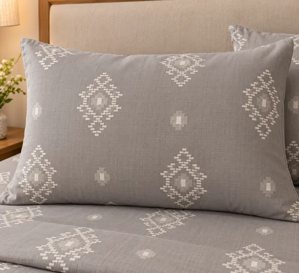 Cotton_|_Super_King_Size_|_Flat_Bedsheet_|_Grey_Color_With_2_Pillow_Covers|_-_Taarika