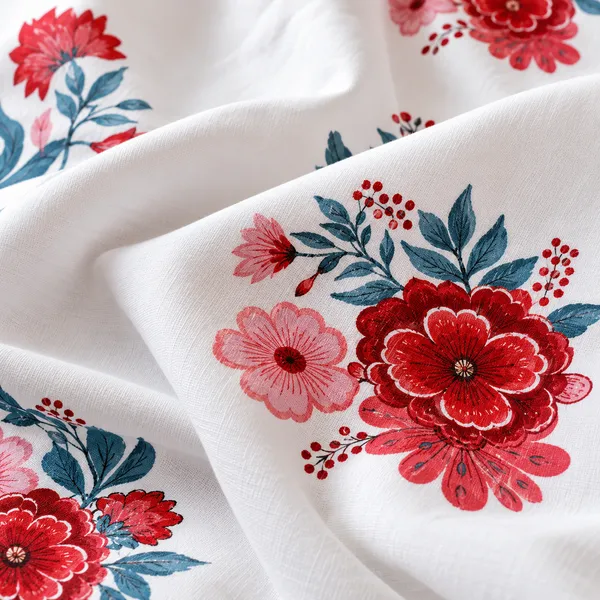 Cotton_|_Super_King_Size_|_Flat_Bedsheet_|_White_With_Red_|_2_Pillow_Covers|_-_Satrang