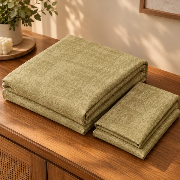 Cotton_|__King_Size_|_Flat_Bedsheet_|_Green_With_Texture_Design_|_2_Pillow_Covers|_-_Luxe_Weave