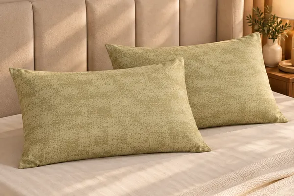 Cotton_|__King_Size_|_Flat_Bedsheet_|_Green_With_Texture_Design_|_2_Pillow_Covers|_-_Luxe_Weave