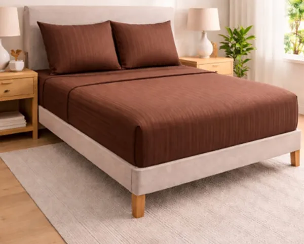 Cotton_|_Super_King_Size|_Flat_Bedsheet_|_Brown_With_2_Pillow_Covers|_-_Chitrangi