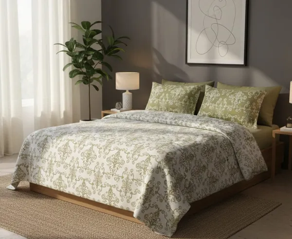 Cotton_|_Super_King_Size_|_Flat_Bedsheet_|_White_With_Pista_|_2_Pillow_Covers|_-_Aabha_Collection