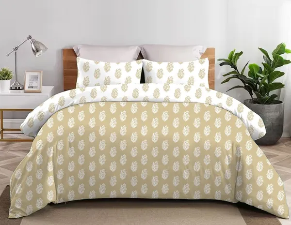 Yellow_Cotton_Double_Bedsheet_And_Pillow_Cover_For_Home_And_Decor