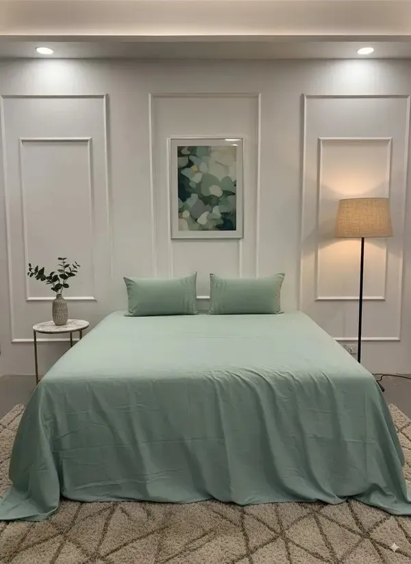 Cotton_|_Super_King_Size|_Flat_Bedsheet_|_Sage_Green_|_2_Pillow_Covers|_-_Sootra_Saaj
