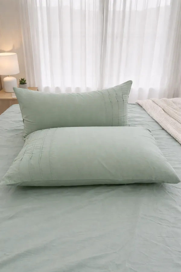 Cotton_|_Super_King_Size|_Flat_Bedsheet_|_Sage_Green_|_2_Pillow_Covers|_-_Sootra_Saaj