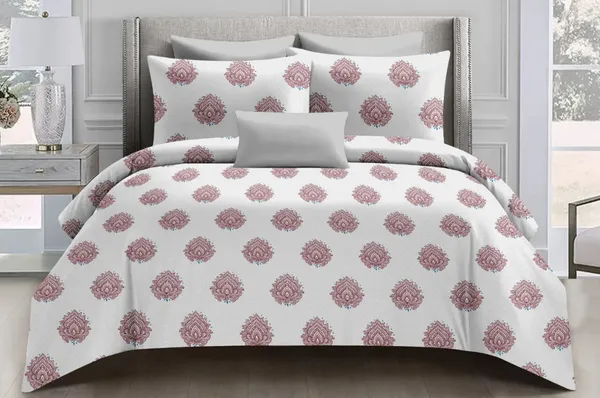 Royal_Abha_Pushp_-_White_And_Pink_Cotton_Double_Super_King_Bedsheet_And_Pillow_Cover_For_Home_And_Decor