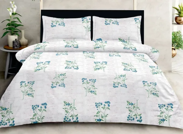 Cotton_|_Super_King_Size|_Flat_Bedsheet_|Off_White_|_2_Pillow_Covers|_-_Sootra