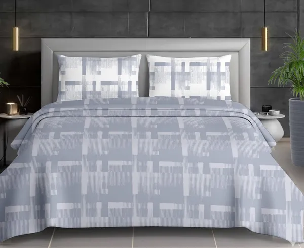 Light_Blue_Cotton_Double_Bedsheet_And_Pillow_Cover_For_Home_And_Decor