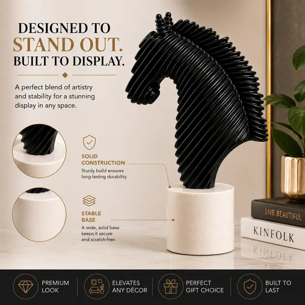 SHANKHCRAFT_Horse_Head_Showpiece_for_Home_Decor,_Black_Abstract_Horse_Sculpture_Statue,_Modern_Tabletop_Decorative_Figurine_for_Living_Room,_Office_&_Study,_33_cm