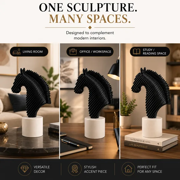 SHANKHCRAFT_Horse_Head_Showpiece_for_Home_Decor,_Black_Abstract_Horse_Sculpture_Statue,_Modern_Tabletop_Decorative_Figurine_for_Living_Room,_Office_&_Study,_33_cm