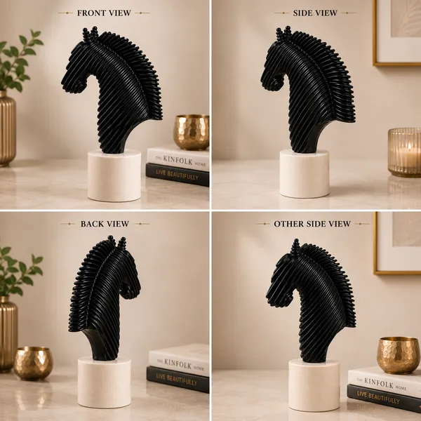 SHANKHCRAFT_Horse_Head_Showpiece_for_Home_Decor,_Black_Abstract_Horse_Sculpture_Statue,_Modern_Tabletop_Decorative_Figurine_for_Living_Room,_Office_&_Study,_33_cm