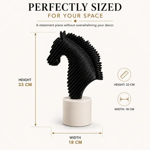 SHANKHCRAFT_Horse_Head_Showpiece_for_Home_Decor,_Black_Abstract_Horse_Sculpture_Statue,_Modern_Tabletop_Decorative_Figurine_for_Living_Room,_Office_&_Study,_33_cm