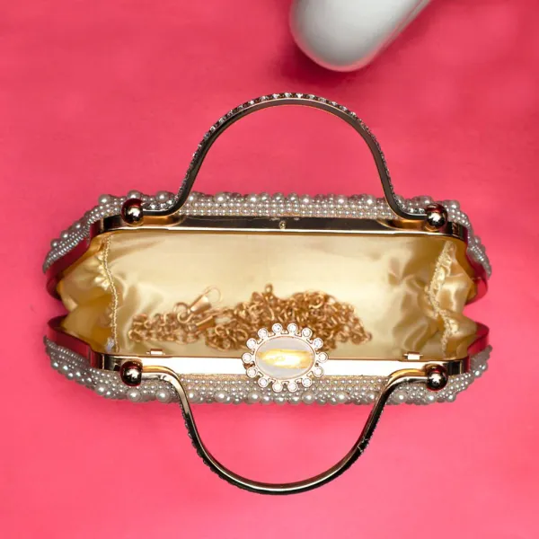 White_Pearl_Beaded_Party_Clutch_Bag_For_Women