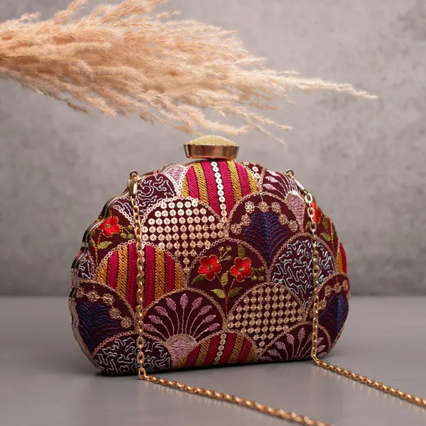 Multicolor_D_Shaped_Embroidered_Clutch_Bag_For_Women