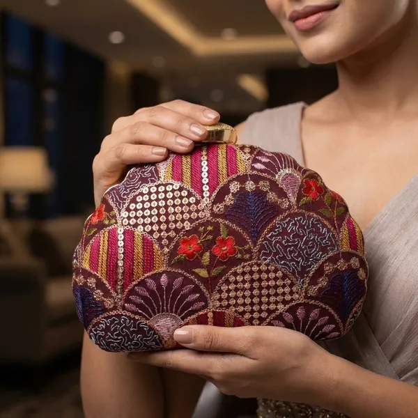 Multicolor_D_Shaped_Embroidered_Clutch_Bag_For_Women
