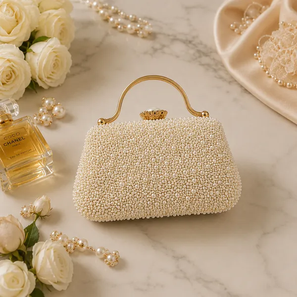 House_Of_Ilahi_White_Pearl_Beaded_Party_Clutch
