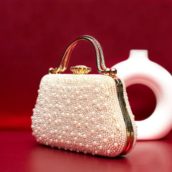 House_Of_Ilahi_White_Pearl_Beaded_Party_Clutch
