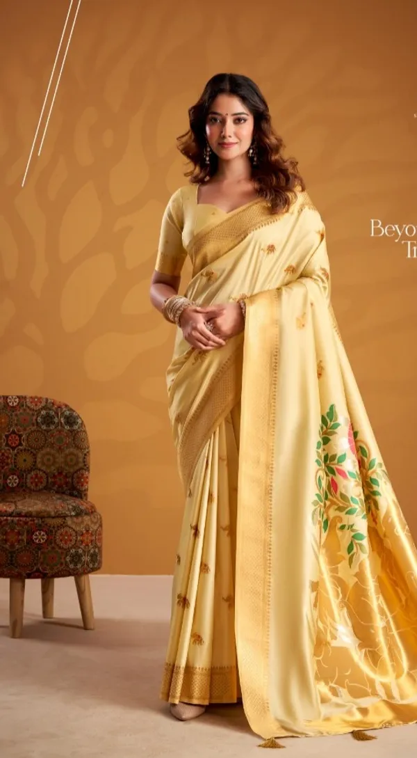 Creamish_Banarasi_Silk_Zari_Border_And_Woven_Motifs_Saree_With_Blouse_Piece_For_Women