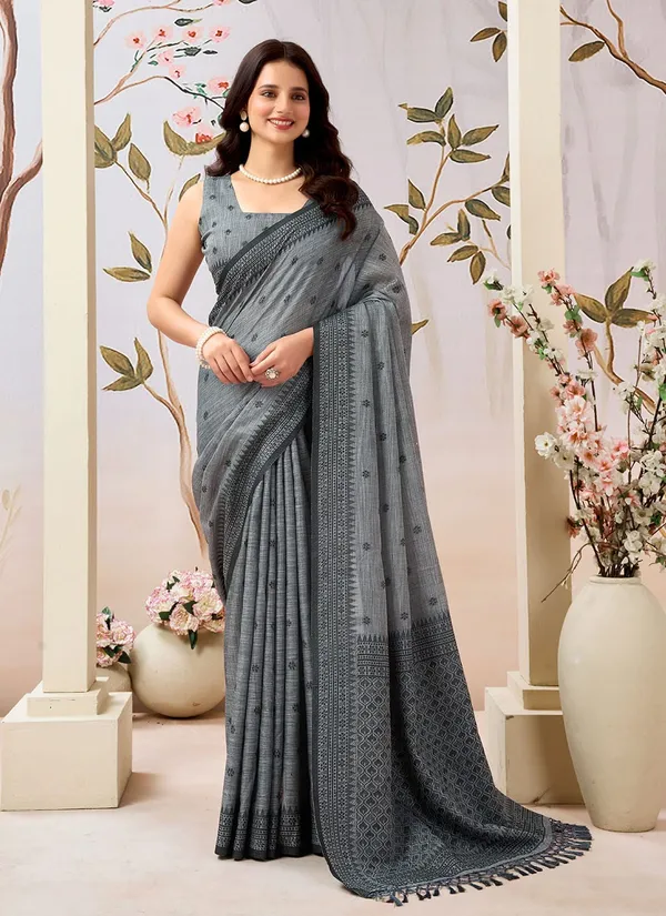 Grey_Linen_Contrast_Border_Saree_With_Blouse_Piece_For_Women