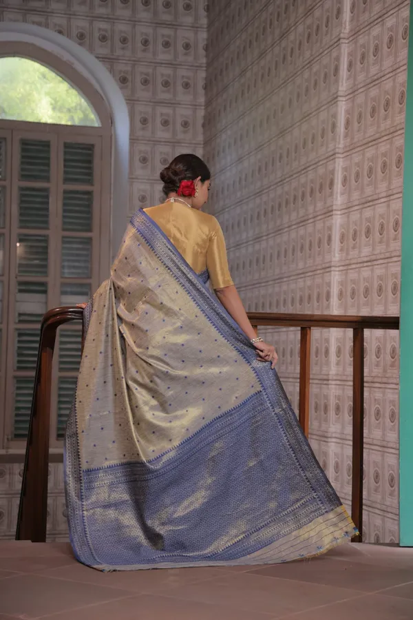 Rust_Yellow_Silk_Woven_Border_And_Pallu_Saree_With_Blouse_Piece_For_Women