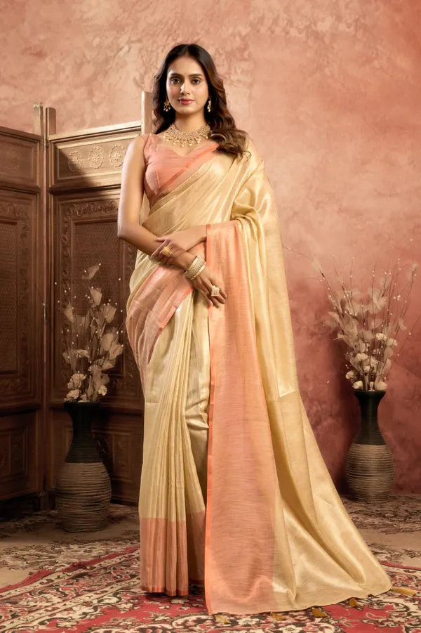Yellow_Silk_Blouse_Piece_Saree_With_Blouse_Piece_For_Women