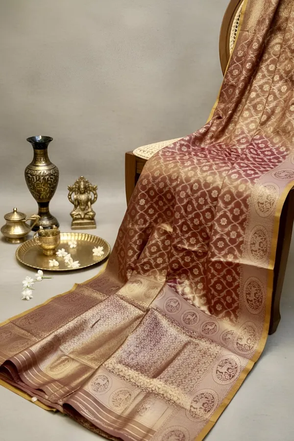 Pink_Banarasi_Silk_Intricate_Weaving_And_Zari_Work_Saree_With_Blouse_Piece_For_Women