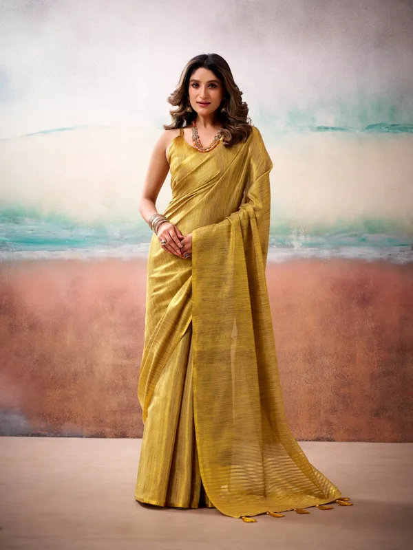 Yellow_Silk_Golden_Border_Saree_With_Blouse_Piece_For_Women