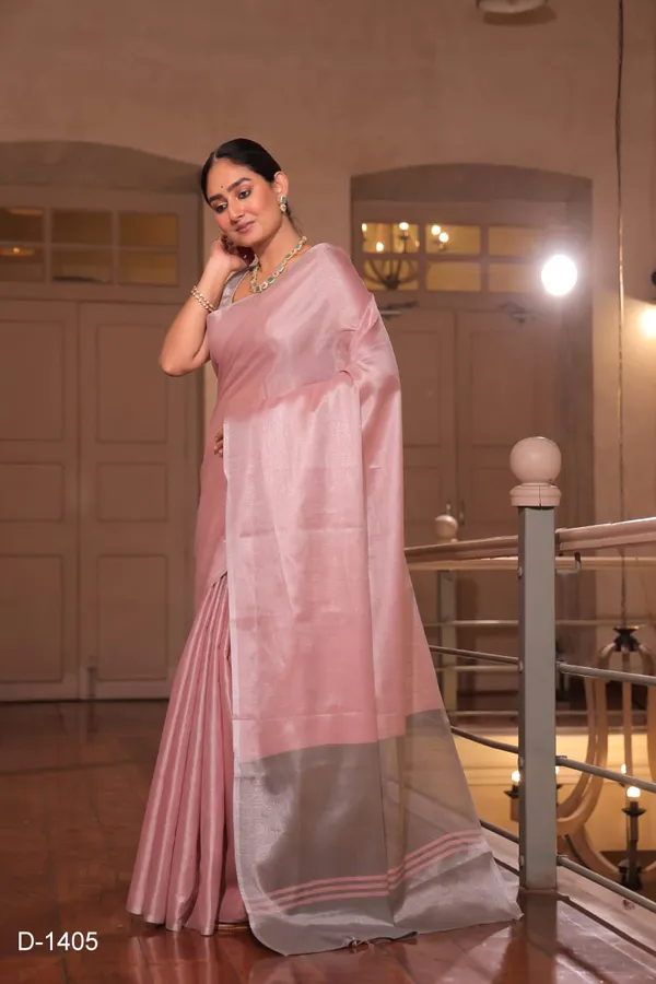 Pink_Pure_Silk_Contrast_Border_Saree_With_Blouse_Piece_For_Women