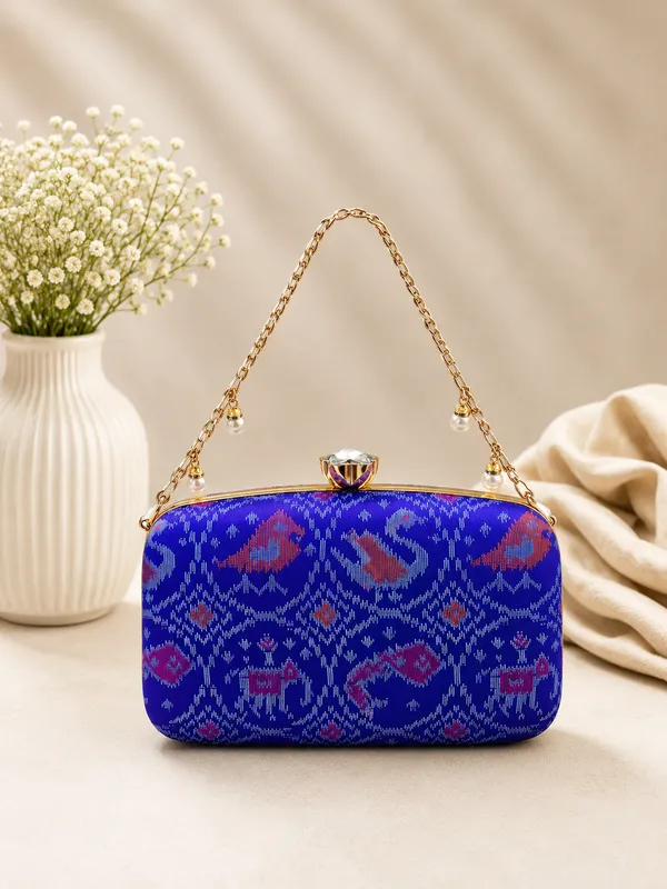 Premium_Blue_Patola_Fabric_Clutch