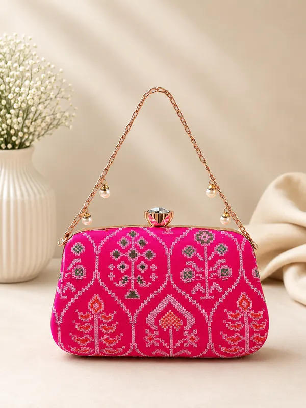 Premium_Pink_Patola_Fabric_Clutch