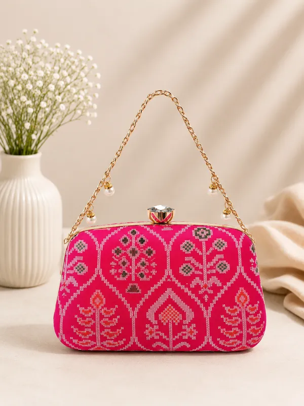 Premium_Pink_Patola_Fabric_Clutch