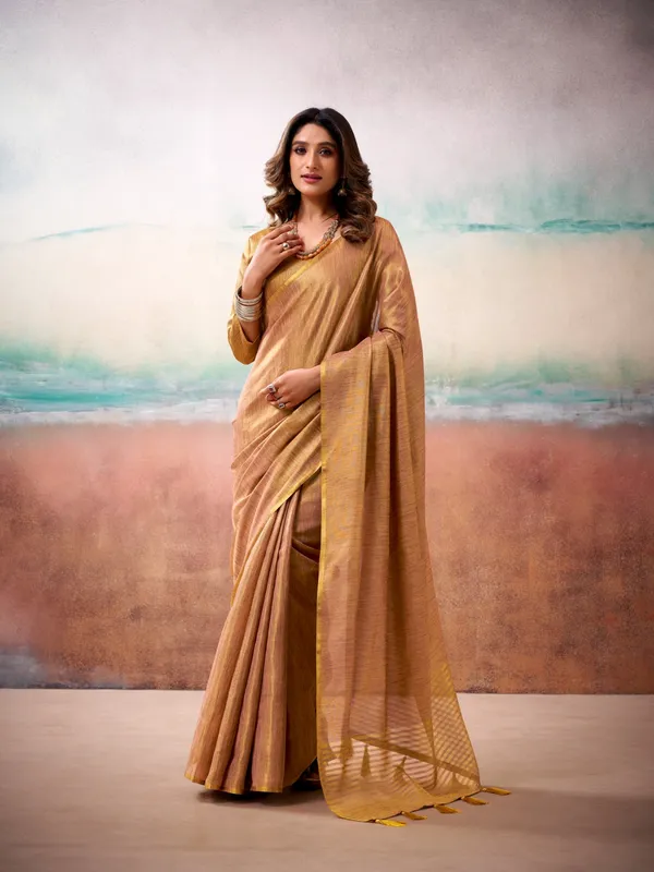 Brown_Silk_Golden_Border_Saree_With_Blouse_Piece_For_Women
