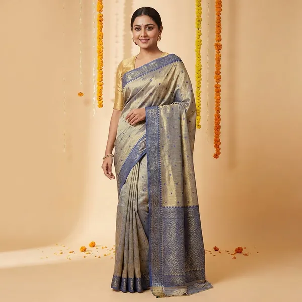 Rust_Yellow_Silk_Woven_Border_And_Pallu_Saree_With_Blouse_Piece_For_Women