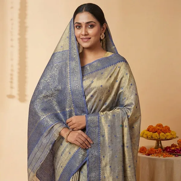 Rust_Yellow_Silk_Woven_Border_And_Pallu_Saree_With_Blouse_Piece_For_Women