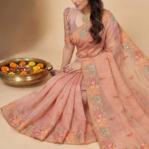 Pink_Silk_Embroidered_Floral_Saree_With_Blouse_Piece_For_Women