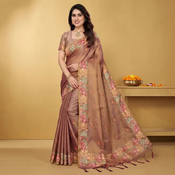 Brown_Silk_Embroidered_Floral_Saree_With_Blouse_Piece_For_Women