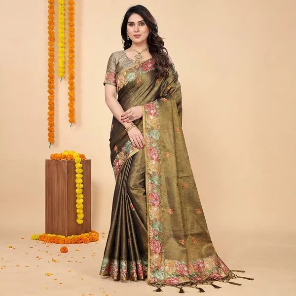 Mehndi_Green_Silk_Embroidered_Floral_Saree_With_Blouse_Piece_For_Women