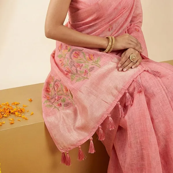 Pink_Silk_Zari_Work_Saree_With_Blouse_Piece_For_Women