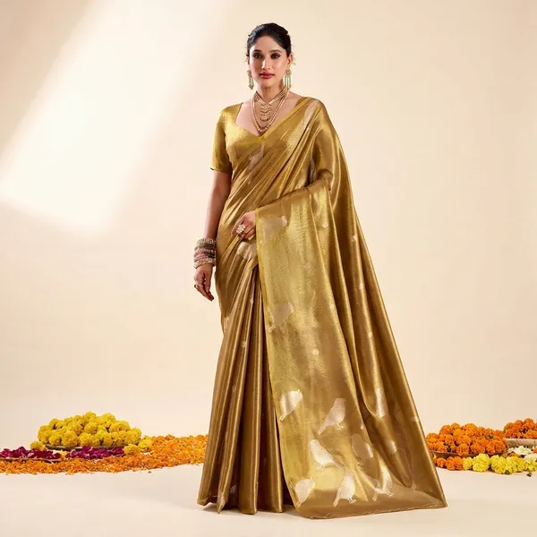 Mehndi_Green_Banarasi_Silk_Saree_With_Blouse_Piece_For_Women