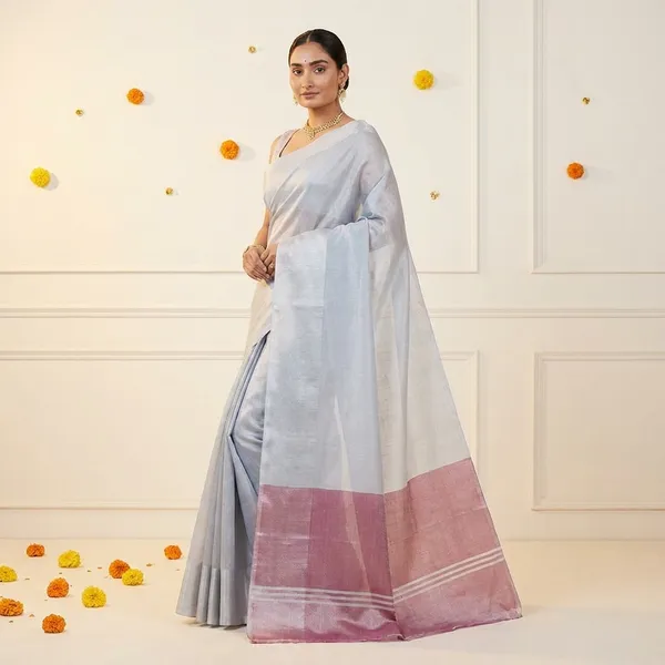 Violet_Pure_Silk_Contrast_Border_Saree_With_Blouse_Piece_For_Women