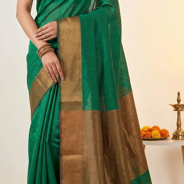 Light_Green_Cotton_Silk_Contrast_Border_Saree_With_Blouse_Piece_For_Women
