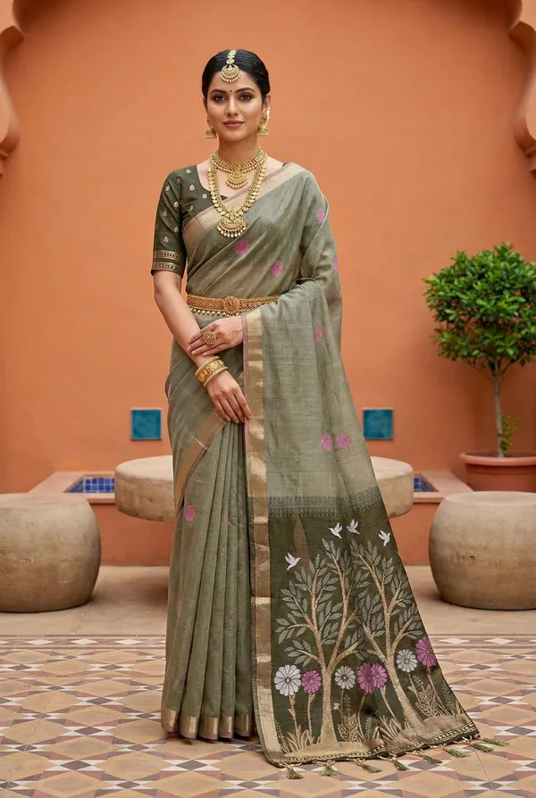 Soft_Pure_Muga_Cotton__saree_with_Meenakari__weaving_touchup_motifs_design