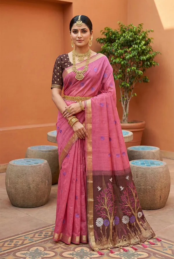 Soft_Pure_Muga_Cotton__saree_with_Meenakari__weaving_touchup_motifs_design