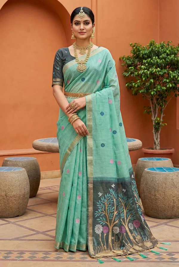 Soft_Pure_Muga_Cotton__saree_with_Meenakari__weaving_touchup_motifs_design