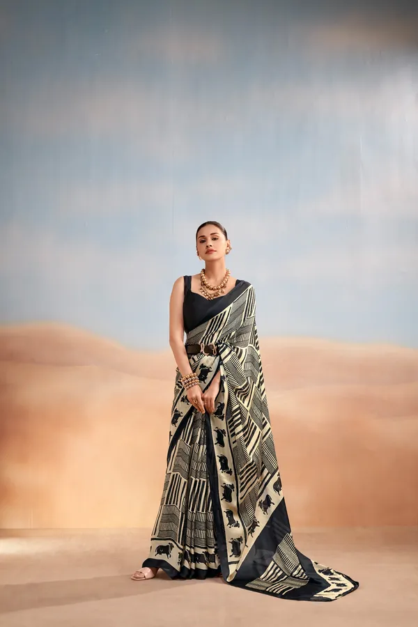 Abstract_Nomad_Lines_Satin_Chiffon_Saree