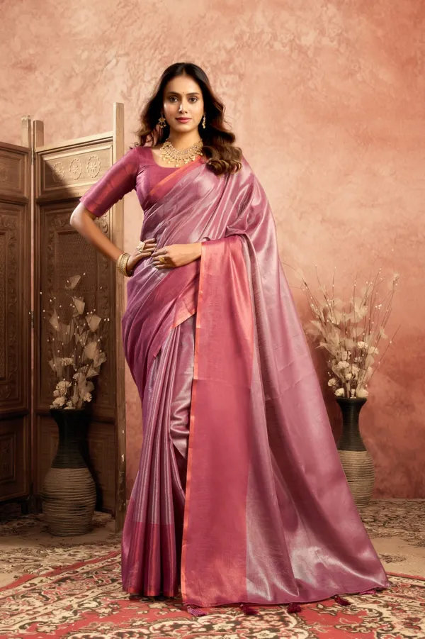 Beetroot_Pink_Silk_Blouse_Piece_Saree_With_Blouse_Piece_For_Women